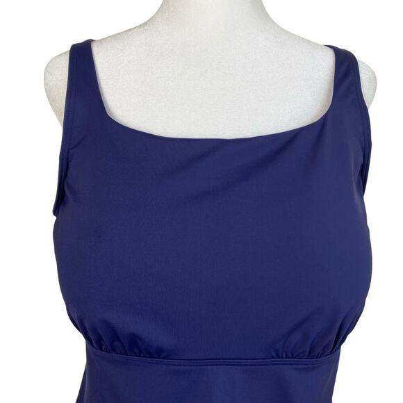 Lands’ End Women's sz 14 Mastectomy Square Neck Tankini Swimsuit Top Deep Navy - Picture 3 of 16